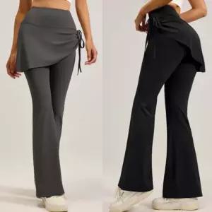 여성 넉넉한 허리밴딩 힙커버 요가복 셔링 부츠컷 디자인 트레이닝 운동복