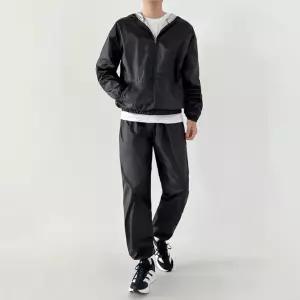 남녀공용 운동 가벼운 집업세트 허리밴딩 커플 땀복 트레이닝 후드 맨투맨