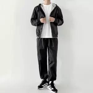 남녀공용 허리밴딩 생활방수 땀복 홈트 운동 가벼운 집업세트 후드 맨투맨