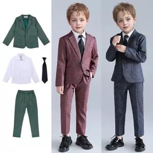 싱글버튼 잔체크 정장 턱시도 세트(자켓 셔츠 타이