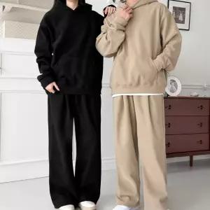 여성 골덴 후드 세트 핀턱 와이드 따뜻한 양털안감 오버핏 겨울 코듀로이 팬츠