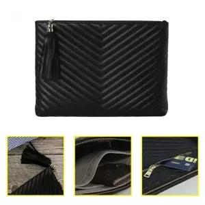 사선 볼륨패턴 참장식 소가죽 클러치백 여성 손가방