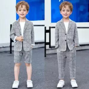 킬런 그레이 글렌체크 투버튼 턱시도 정장세트(자켓