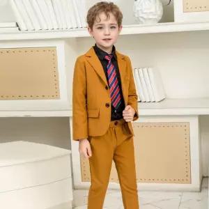 데이지 오커색 더블버튼 턱시도 정장 세트