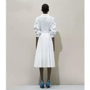 여성 출근룩 고급정장 원피스 이른 봄 프렌치 숄더 벨트 셔츠형 솔리드 스포M1