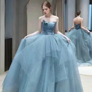 애쉬블루 플라워 오프숄더 프릴 드레스 교복 학생복