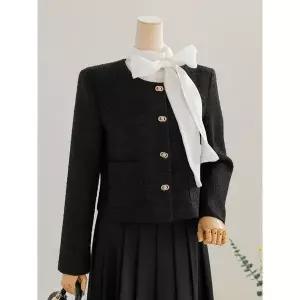 시크라인 XXL까지 알위브 라운드넥 심플 트위드 자켓 봄 가을 하객룩 오피스룩 모임룩.._P415433321