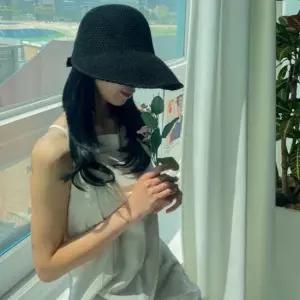 데일리 여름철 밀집 야외 WOMAN 벙거지 왕골 버킷햇 여성모자