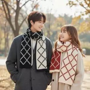 겨울 보온 머플러 남자 여자 커플 양면 목도리 털 니트 스카프 롱