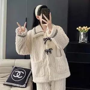 리본 카라 포근 수면세트 DS 1004884 포근세트 리본잠옷 수면세트