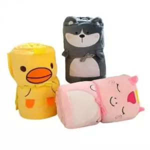 [콩심팥심]극세사 무릎 똑딱이 단추 항공용 블랑켓 캐릭터 어깨 치마형