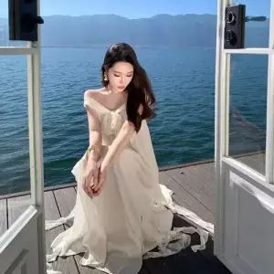 여친 원피스 스커트 롱 톱 쉬폰 숄더 예쁜 일자 바캉스룩 언밸런스 SPO마켓1