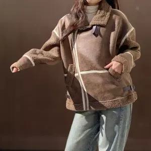 [신상오픈런]여성 겨울 오버핏 덤블 스웨이드 무스탕 점퍼 자켓 (44092013)