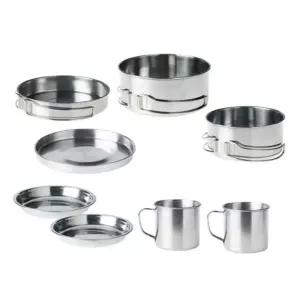 8개세트 1-2인 미니 스텐 캠핑 식기 세트 코펠 1인세트 그릇