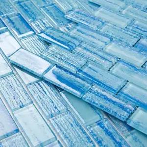 유리 모자이크 타일 수영장 백스플래시 주방 욕실 벽돌 레이크 블루 5장