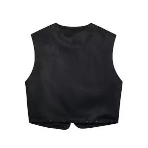 여자 봄 캐주얼 조끼 스웨이드 반짝이 효과 질감 추천각 OOTD1