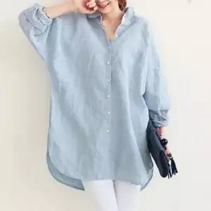 캐주얼패션 롱셔츠 30대 여대생 롤업 20대 2컬러 블라