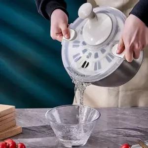 자동 야채 탈수기 야채 짤순이 304스테인레스 5L 물기제거 채소짤순이 물기 물털기 Q083