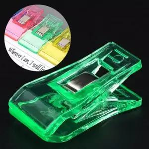 20P 투명 와이드 집게 그린 서류 문서 문구 사무 클립