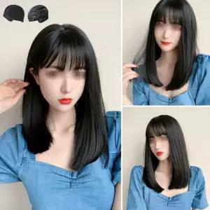 블랙 생머리 통가발 긴머리 여성가발 전체가발 여성 티안나는가발