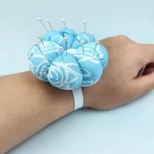 수예용품 손목 시침핀 꽂이 블루 바늘 쿠션 핀 방석 부자재