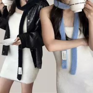 앙고라 슬림 머플러 목도리 겨울 심플 무지 롱 타이 스키니 초커
