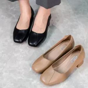 [하프클럽/]여자 클래식 블록힐 출근룩 사각코 펌프스