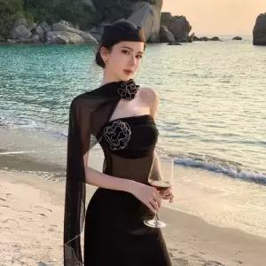 여성 원피스 치마 롱 예쁜 쉬폰 해변 바캉스 톱 파티 드레스 SPO마켓1