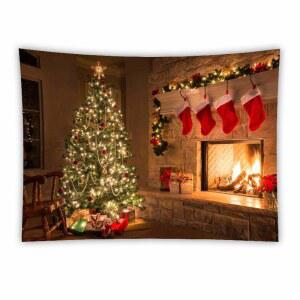 태피스트리 벽난로 크리스마스 배경 선물 사진 따뜻한 컬렉션 기숙사 월행잉 패브릭