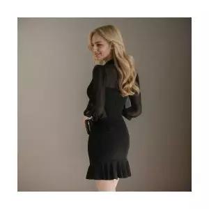 원피스 스커트 검정 여자 봄 슬림핏 고급세련핏 통근 머메이드 펀칭 인기1