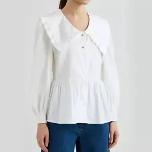 [NS홈쇼핑][샵앤] 여성 루즈핏 피터팬 카라 리본 프릴 블라우스 EGG-WBL-20775-화이트..