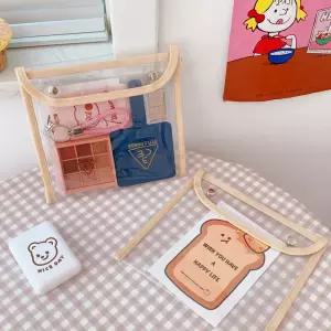 여성 투명 파우치 PVC 사각 화장품 수납 대형 투명백 여행용 소품 정리 가방