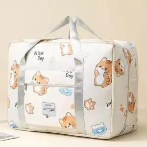 고양이 디자인의 넉넉한 수납 이불 여행파우치