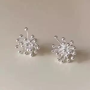 [신상오픈런]여성용 실버 볼 장식 스노우 스파클 귀걸이 (44092194)