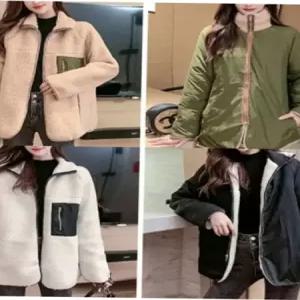 여자자켓 하프자켓 뽀글이 양털 양면점퍼 루즈핏 패션 캐주얼룩