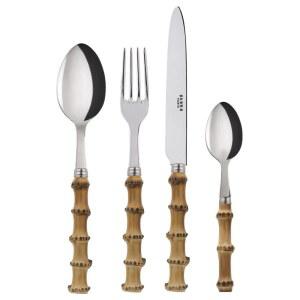 커트러리 줄무늬 스푼 블랙 개세트 대나무 디저트