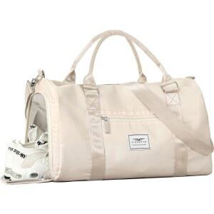 eAj 피오레토 여성 체육관 토트 더플백과 젖은 포켓 & 신발 수납공간, 스포츠 더플 오버나이트 위켄더 병원 운동 여아용 가방, 여행, 수영, 댄스, 발레 베이지에 이상적입니다