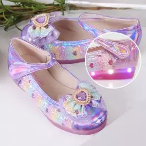 여아 여자 여성 아동 어린이 유아 야광 단화 반짝이 글리터 리본 레이스 LED 공주 메리
