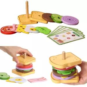 두돌 3살 4살아기 샌드위치만들기 쌓기놀이 장난감 원목장난감 링쌓기