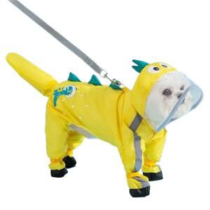 강아지우비 비옷 반려견 레인코트 강아지우의 방수 공룡 노란색 중형견