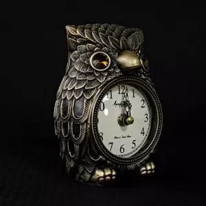 대형시계 골드 부엉이 금속 장식 소형 무소음 탁상시계