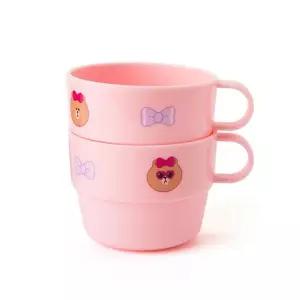 라인프렌즈 초코 피크닉 물컵 손잡이컵 주스컵 양치컵 220ml 2p 세트