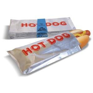 더 나은 주방 제품 호일 핫도그 포장지, 9인치 x 3.7인치, 단열 그리스 저항 핫백 슬리브, 일회용 종이 가방(50팩)