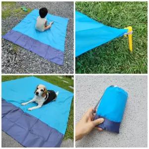 휴대용 야외 캠핑 블루 투톤 피크닉 방수 매트 비치 돗자리