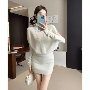 여사친 스커트 니트 미니 가을 원피스+소매 겨울망토 아이템 트렌디 HT4