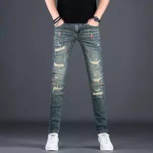 남성용 팬츠 검정 청 겨울 가을 종아리 아이템 홍콩 트렌디 워싱 배기핏 HT4