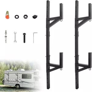 400파운드 용량의 밀폐형 트레일러 외벽용 조절식 사이드 마운트 사다리 랙 - 2개 휴대(블랙)