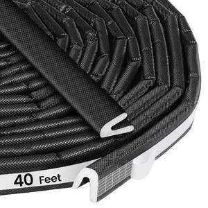 40피트 V자형 웨더스트립 도어 씰 스트립 u2013 및 창문용 자가 접착 폼 테이프, 드래프트 스토퍼, 방음 틈새 충전재, 라이트 블로커, 방풍 단열재(블랙)