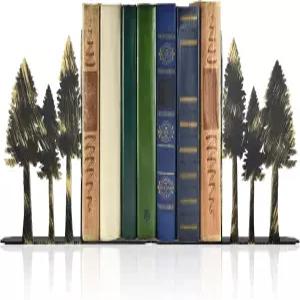 포레스트 메탈 북엔드 - 선반용 수공예 철제 소나무 장식 소박한 자연에서 영감을 받은 책 끝 자연