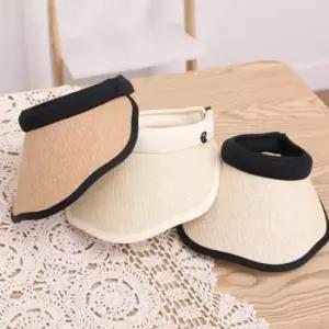 여성 자외선차단 물결 라탄 밀짚 챙모자 썬캡 모자